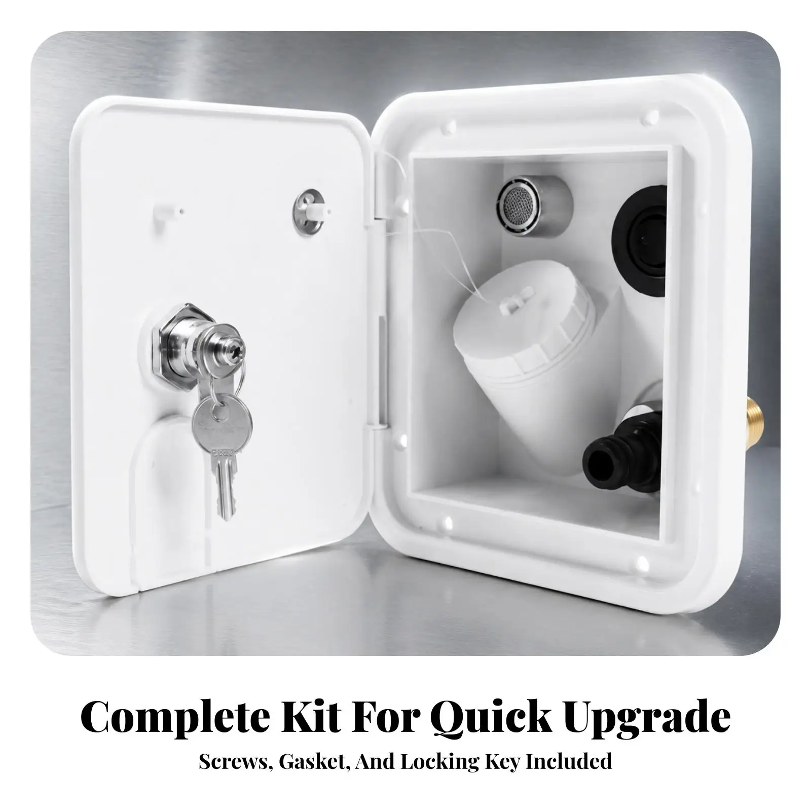 Plastic RV Water Intake Inlet with 12V Switch and Keys for Camper Trailer Tank Filling Kit