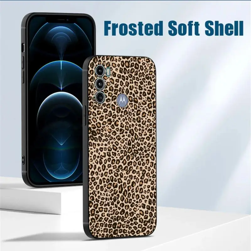 INS Brown Leopard Print Cover Phone Case for Motorola Moto G30 G31 G50 G51 G60S G71 G22 G32 G52 G72 G53 G73 Soft TPU