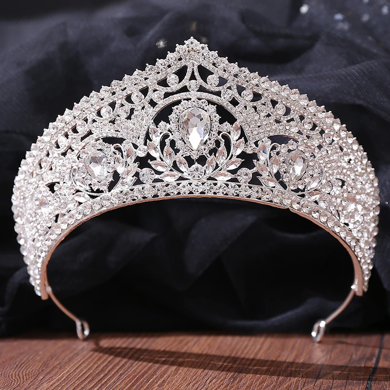 Green Crystal Wedding Dress Tiara Crown Luxury Elegant Rhinestone Tiara Wedding Headdress Hair Accessories Jewelry image 3