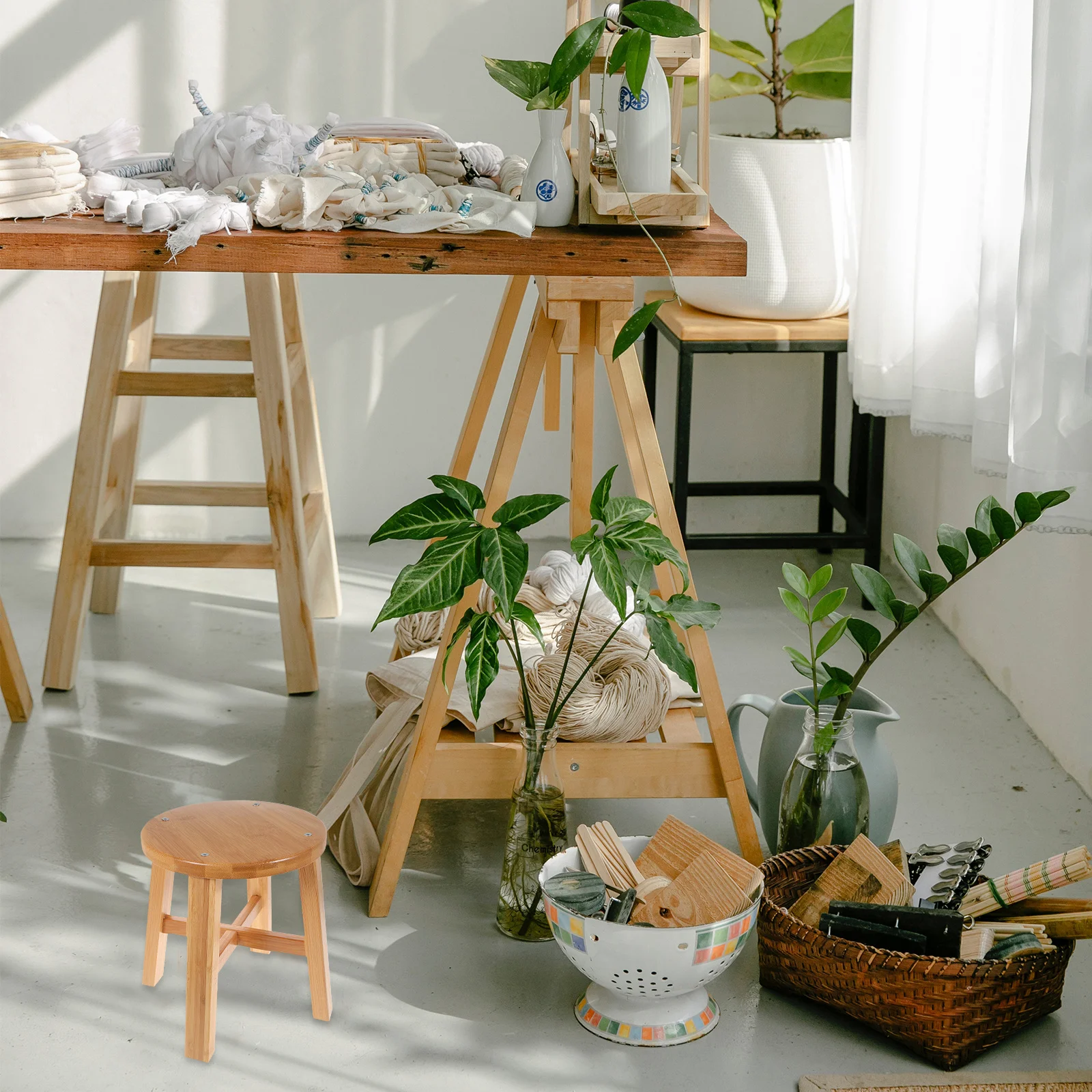 

Non-Slip Bamboo Stool Children Shoe Changing Footstool Household Supplies Brown Bamboo Stool Household Supplies