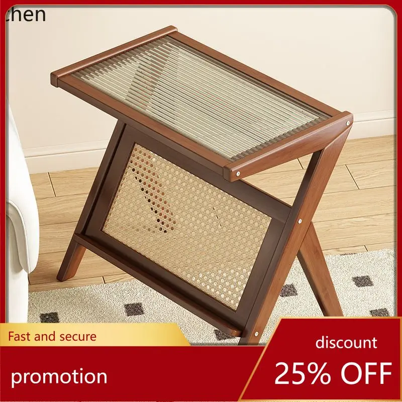 

CZ Solid Wood Bedside Small Table Living Room Sofa Tea Table Bedroom Creative Japanese Style Bamboo Storage Rack