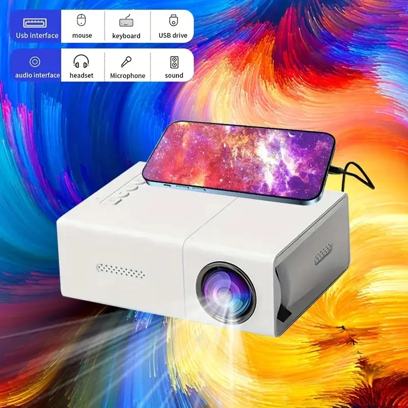 Portable LED Projector Equip 72 Inch Screen and Bracket Dlp Full Hd 1000 Lumen Home Theater Media Player Outdoor Mini Projector