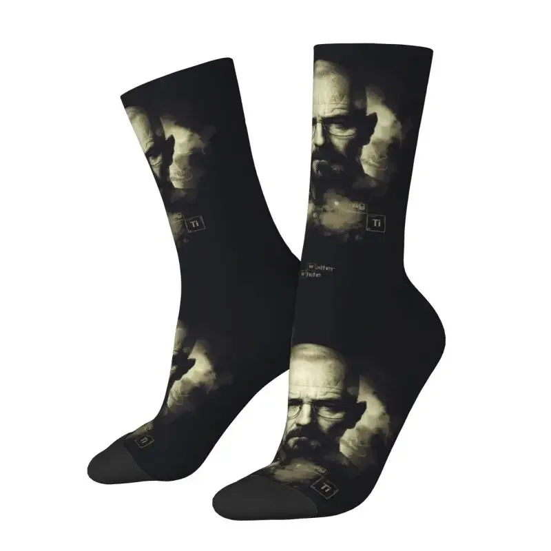 Novelty Print Walter White Socks for Men Women Stretchy Summer Autumn Winter Heisenberg TV Show Crew Socks