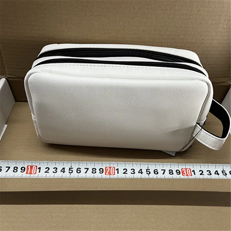 Double Zipper Leather Golf Ball Storage Bag Portable Golf Pouch Handbag Used for Phone & Ball & Tees & Other Belongings 2 Colors