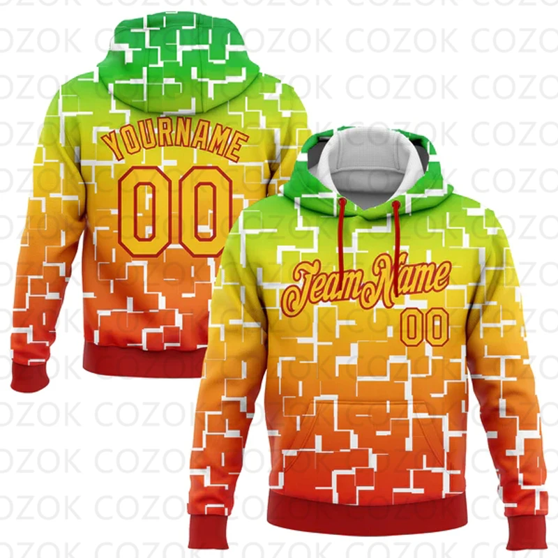 Customized Hoodie rhomboid pattern Color Jersey 3D Printed  Unisex Pullovers Hoodie Casual Sweatshirts