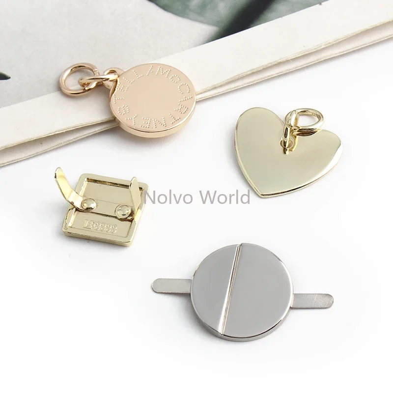 Heart/Round/Star Shape Metal Labels Logo Text Tag For Handmade Shoes Bags Customize Personalized Brand Name Plate Accessories