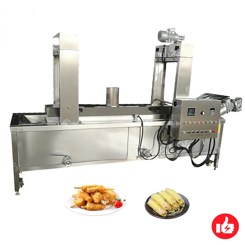 Corn Nuts Commercial Gas Onion Bean Conveyor Frying Machine Deep Potato Chip Continuous Fryer