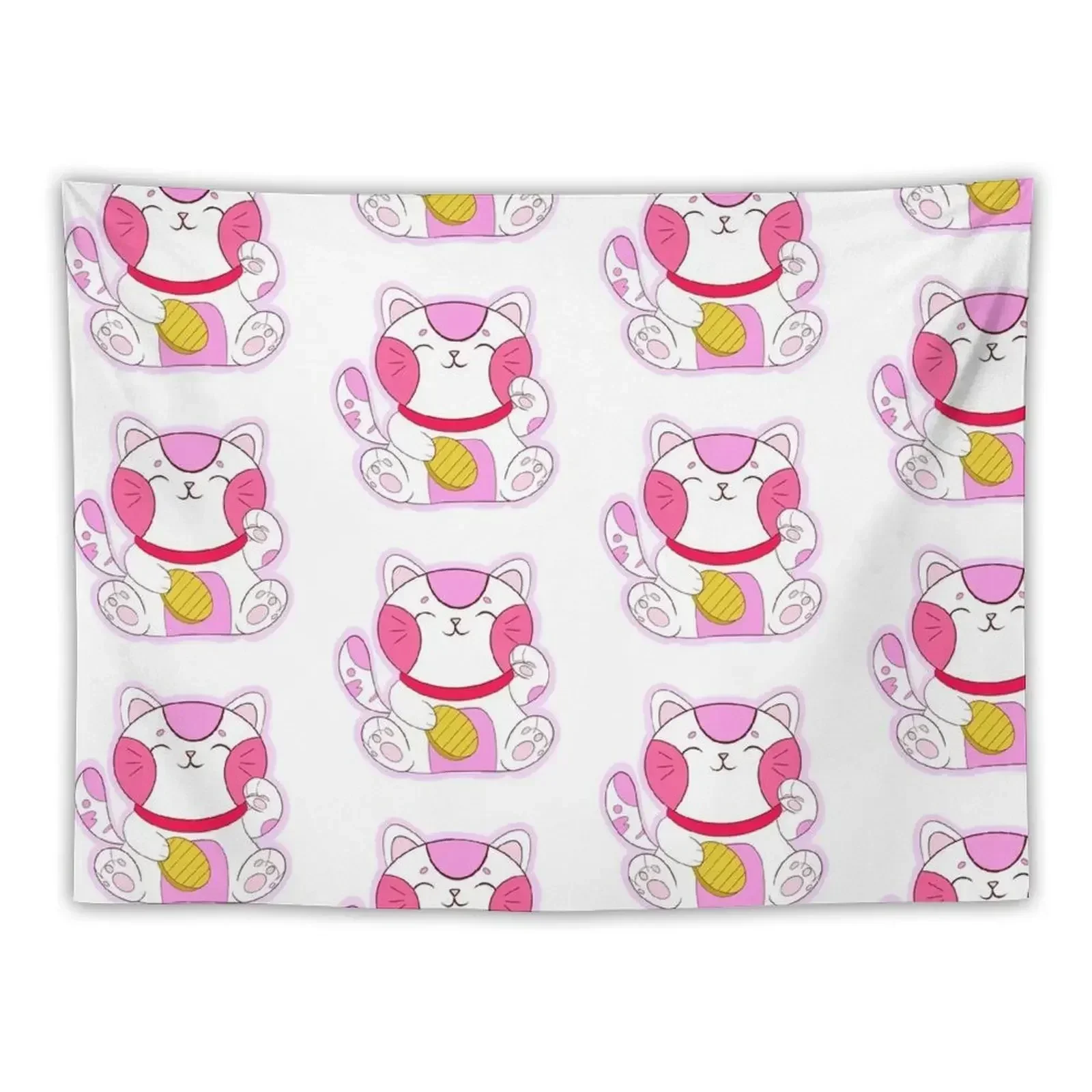 

Pink and White Lucky Cat Tapestry Room Decorations Aesthetics Wall Hanging Wall Tapestry