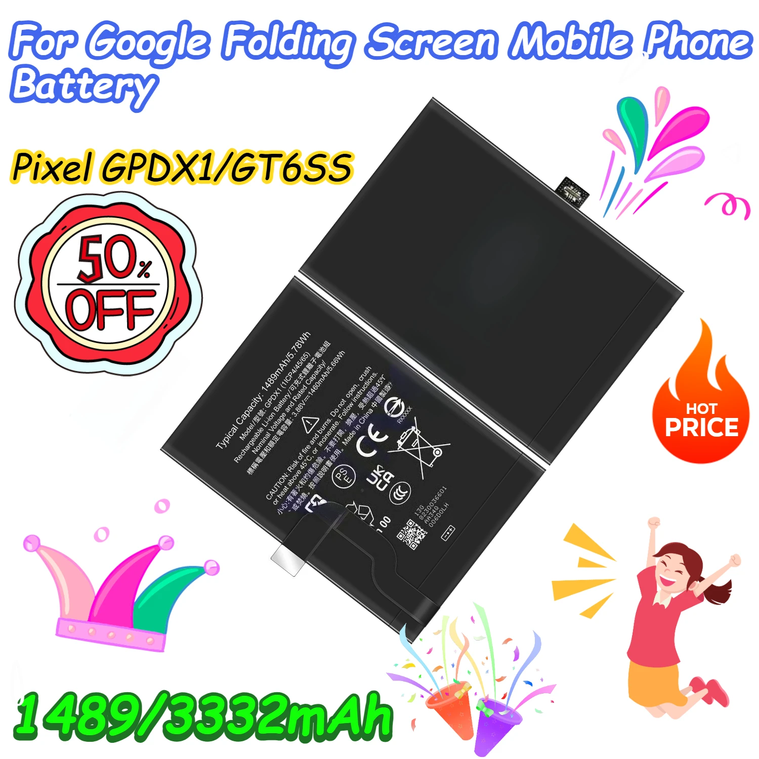 1489/3332mAh For Google Pixel GPDX1/GT6SS Folding Screen Mobile Phone Battery