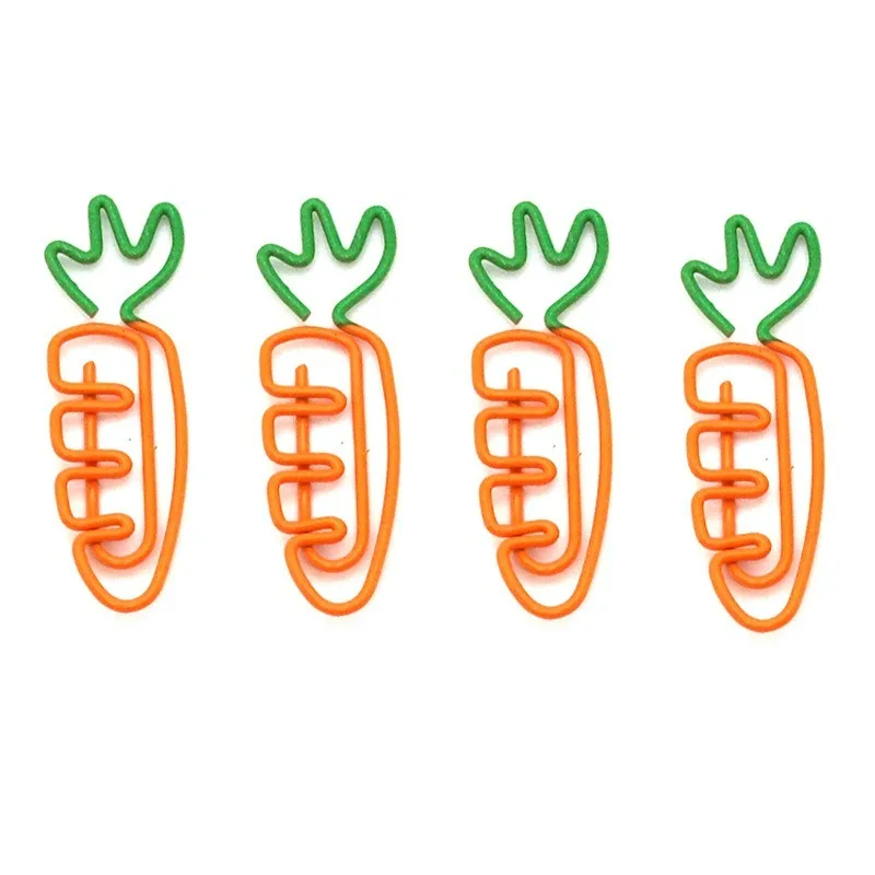 10Pcs/Set cartoon shape metal carrot paper clip simple fashion cute color paper clip stationery fruit shaped bookmark paper cli