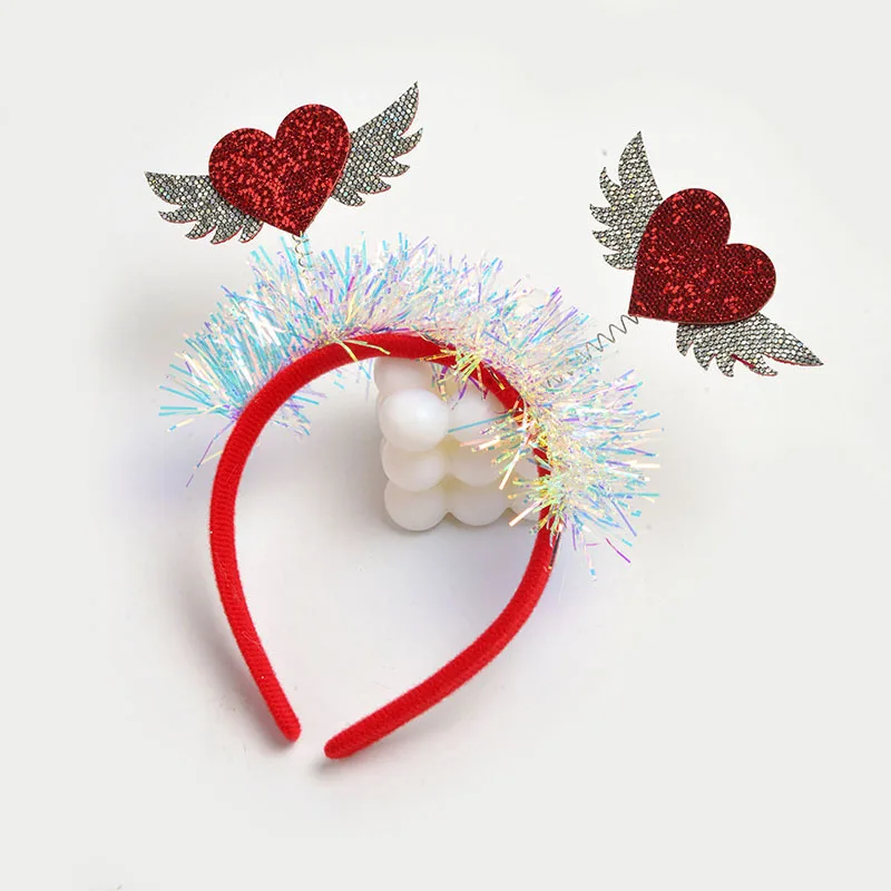 Love Headband Cute Angel Wings Shape Party Headdress Hair Accessories Red Peach Heart Shaped Headband for Celebration New