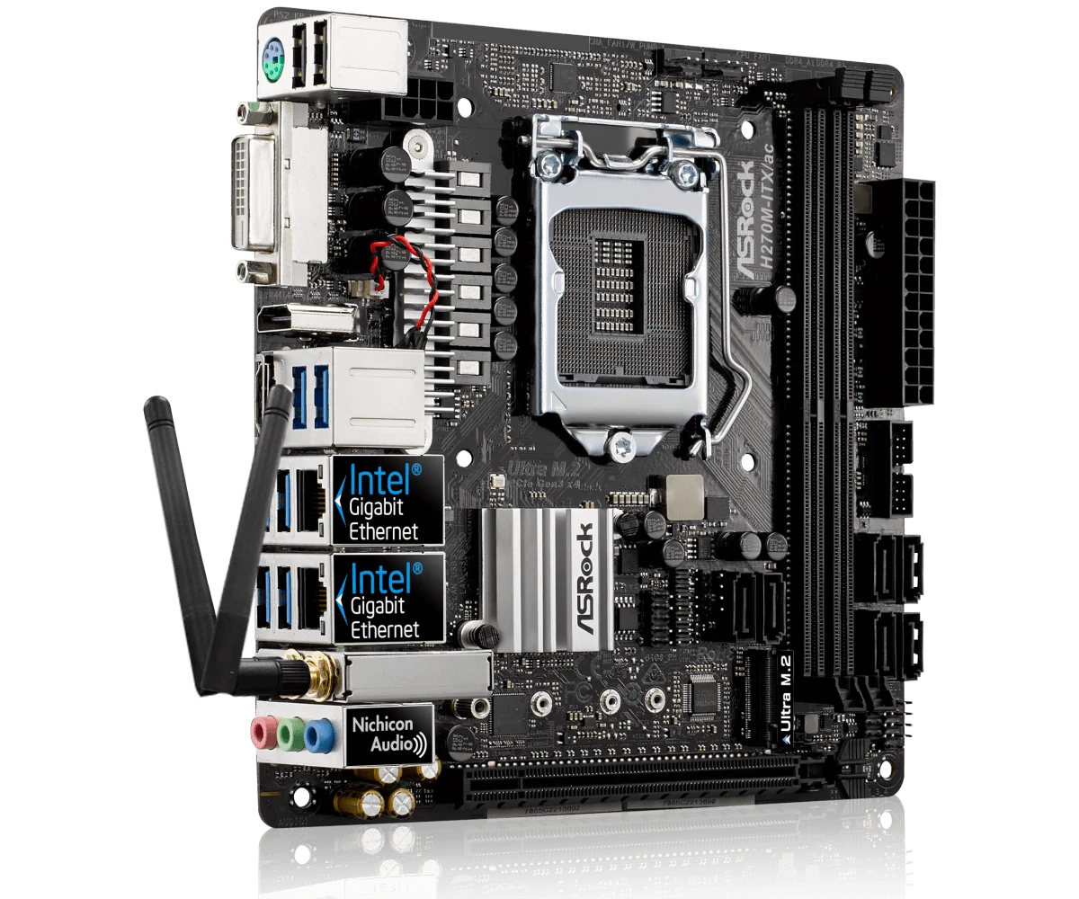 Imagem -04 - Mini Itx Motherboard Intel H270 Ddr4 2400 213 32gb Suporte I57600 I56500 I3-7300 G4500 H270m Asrock-h270m-itx