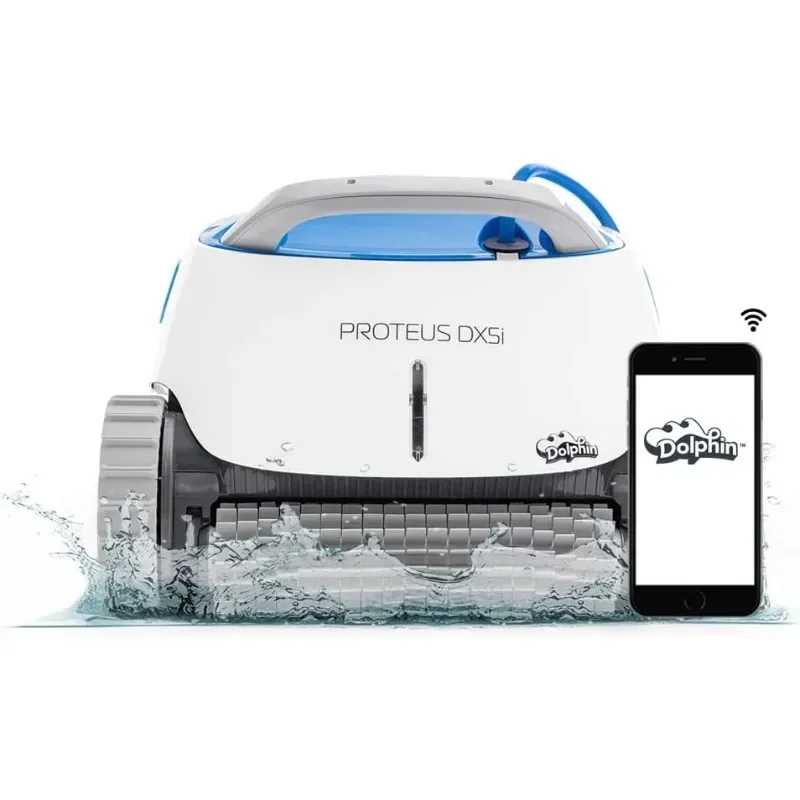 Dolphin Proteus DX5i Wi-Fi Automatic Robotic Pool Vacuum Cleaner, Wall Climbing, Waterline Scrubber Brush, Ideal