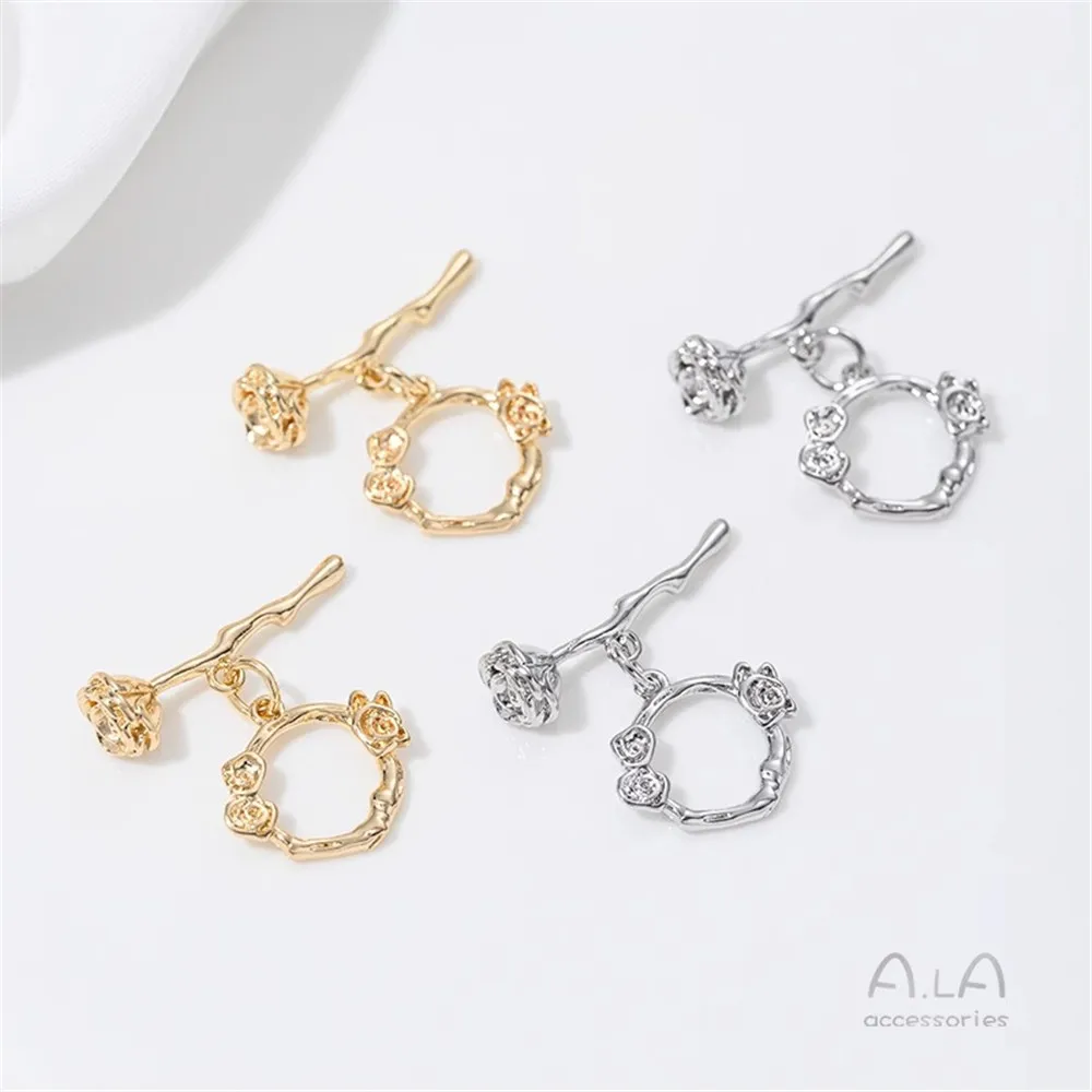

14K Gold-plating Rose OT Buckle Wreath Branch Connection End Buckle DIY Handmade Necklace Jewelry Buckle Accessories