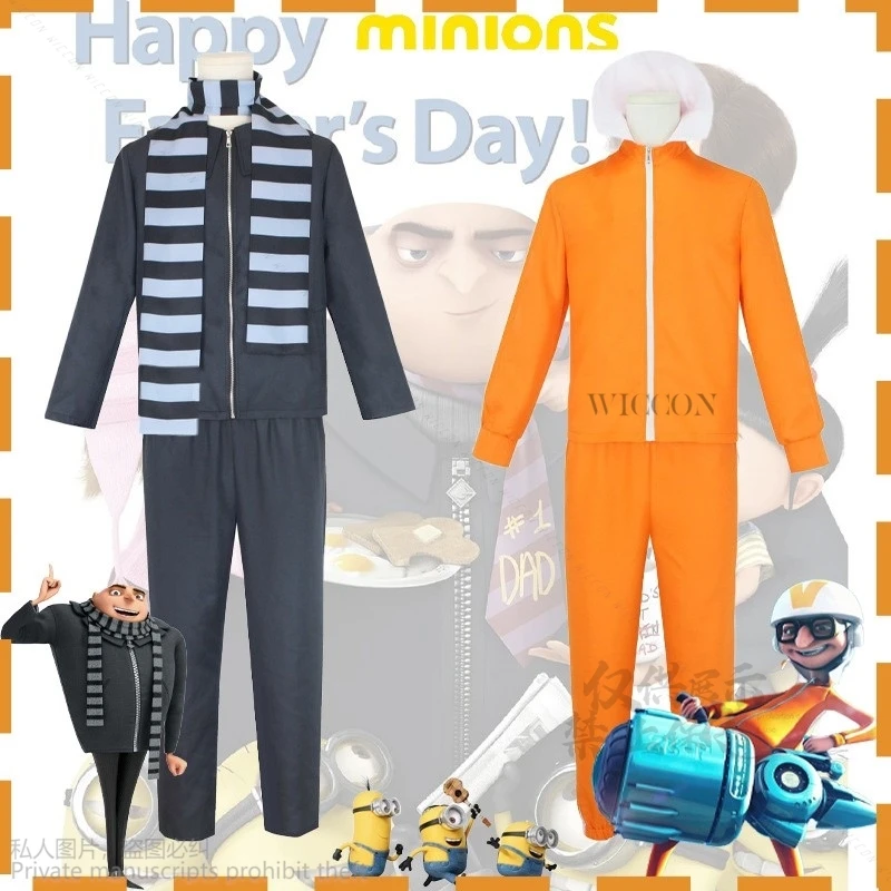 Anime Movie Minion Thief Dad Gru Vector Cosplay Costume Orange Jakect Pant Halloween Party Performance Cos Costume Fancy Suit