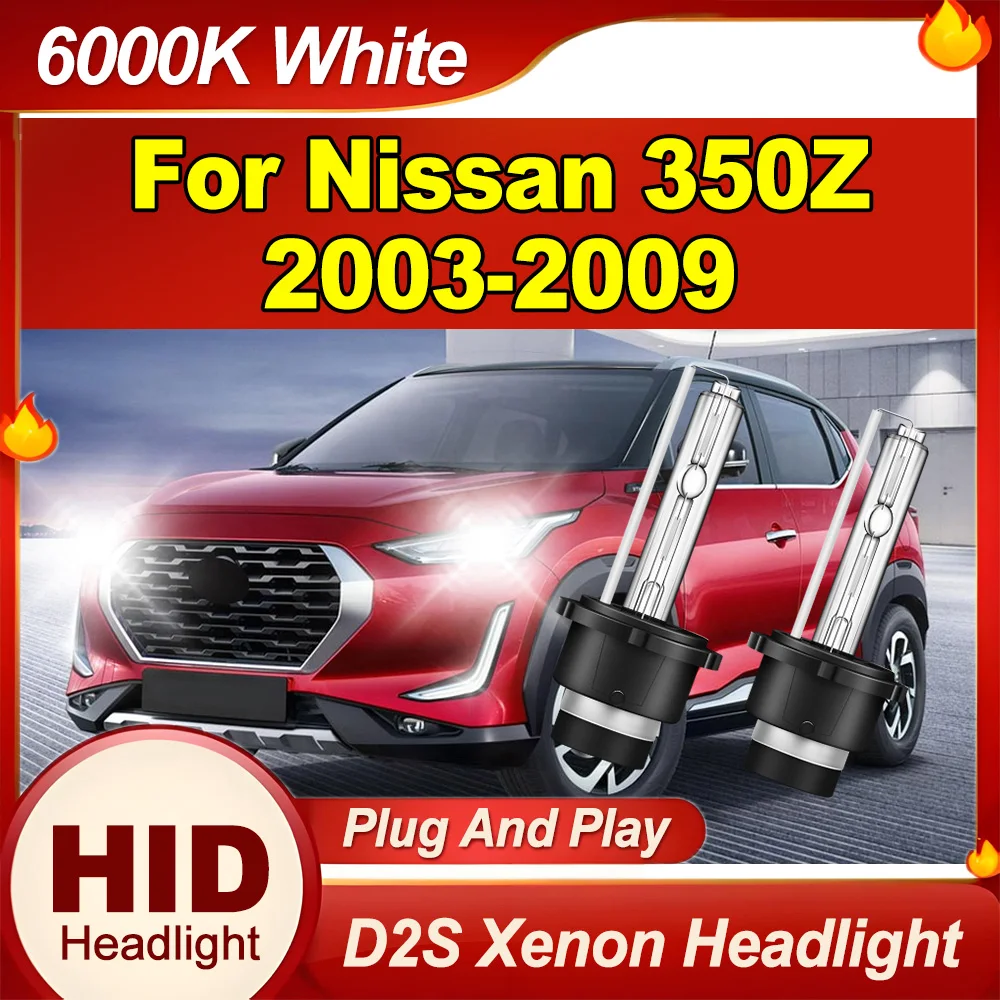 

2PCS 20000LM High Power Plug And Play 6000K White D2S Xenon Headlight Car Lights 12V 24V Xenon Lamps For Nissan 350Z 2003-2009