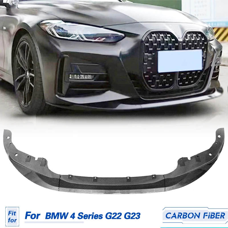 Car Front Bumper Lip Spoiler ABS Carbon Look for BMW 4 Series G22 G23 430i 440i M-Sport 2021 2022 Front Lip Splitters Chin Apron