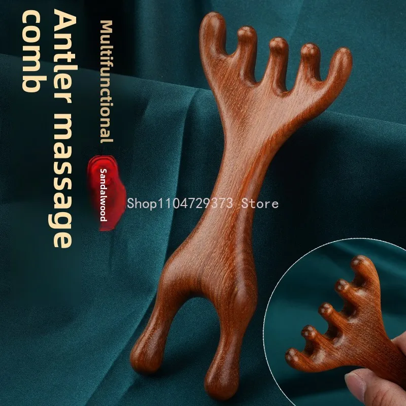 

Comb Sandalwood Body Meridian Massage Deer Antlers Wide Tooth Acupuncture Help Blood Circulation Anti-static Smooth Hair