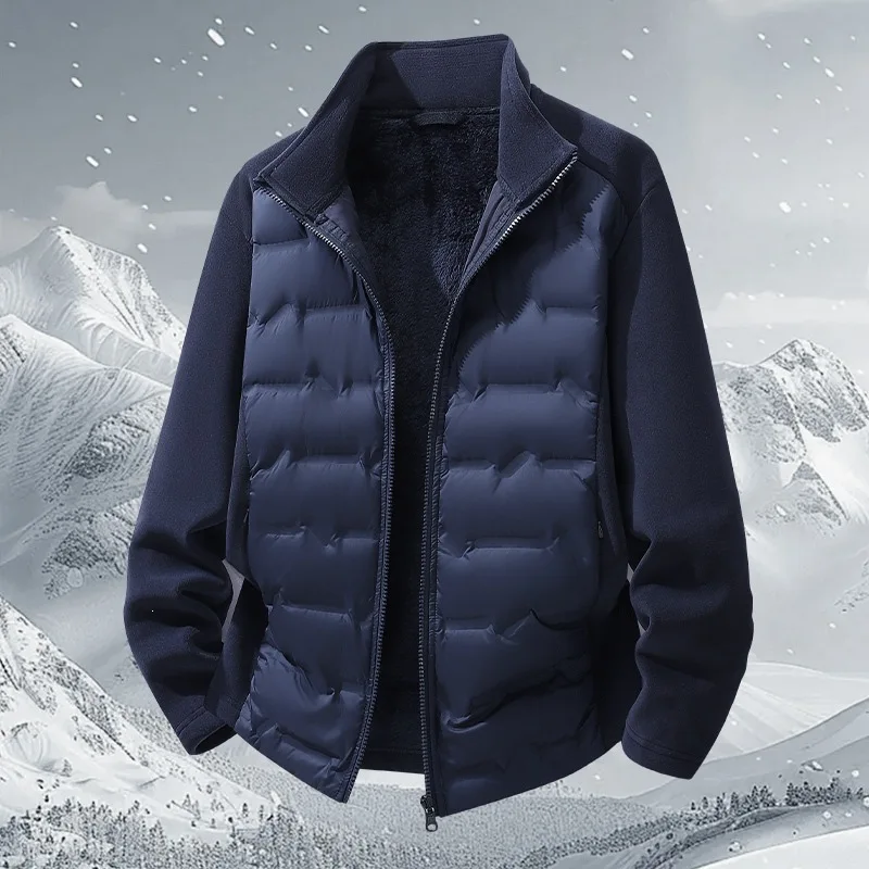90% Down Velvet Stand Collar Jacket Men Women Autumn Winter Warm Windproof Puffer Coat Fleece Lined Parka