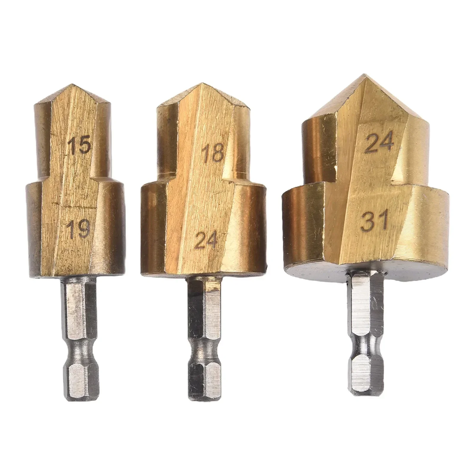 3 peças 61x6.35x22mm novo punho hexagonal ppr broca de elevação, tubo de água reamer para trabalhar madeira, chanfro, broca passo 20/25/32