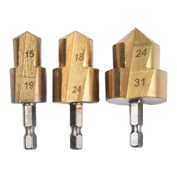 3pcs 61x6.35x22mm New Hexagonal Handle PPR Lifting Drill Bit, Water Pipe Woodworking Reamer, Chamferer, Step Drill 20/25/32