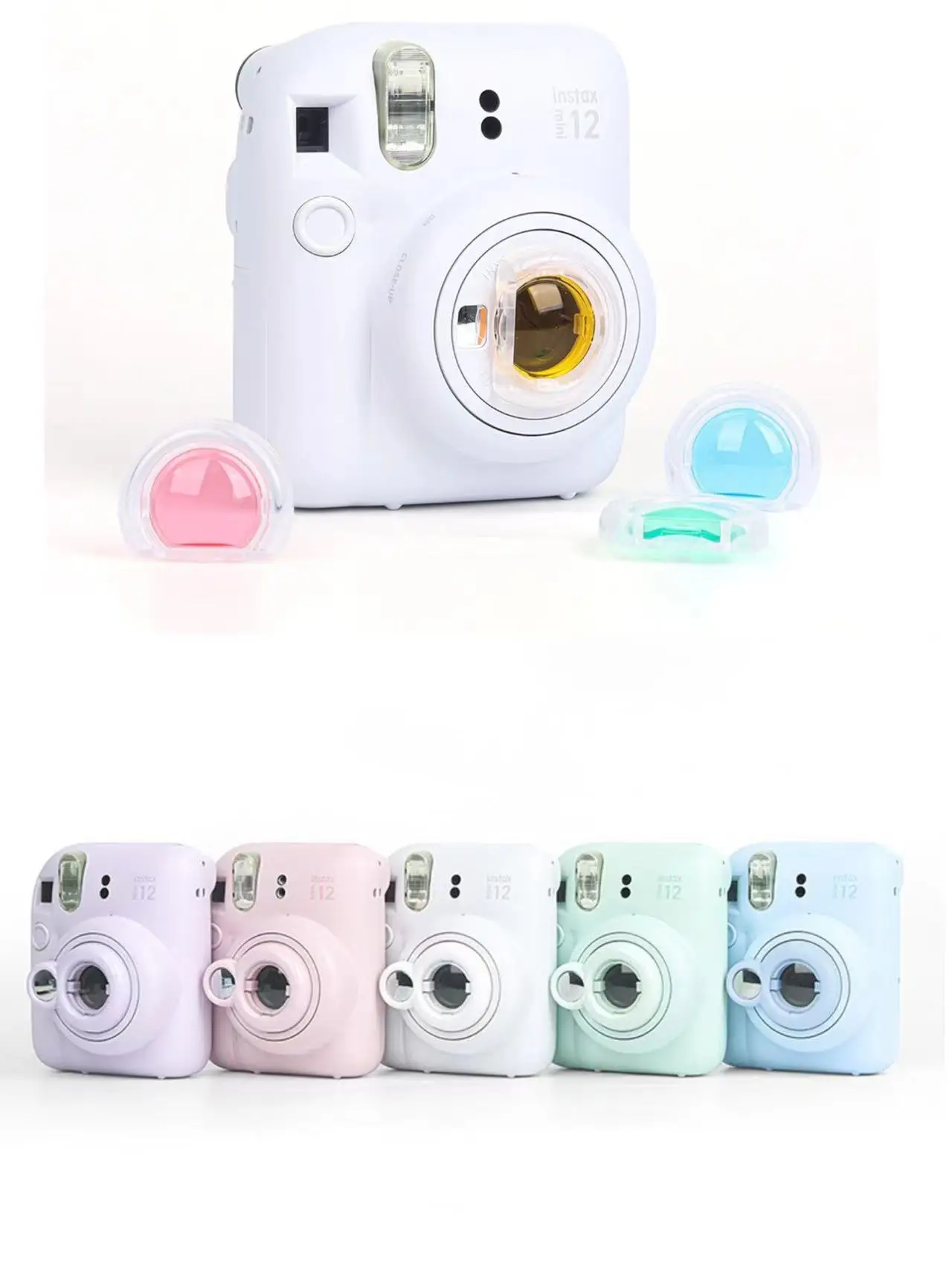 new Instax mini 12 Selfie Mirror & 4 Colors Close-Up Lens Filters  Camera Close Up Lens