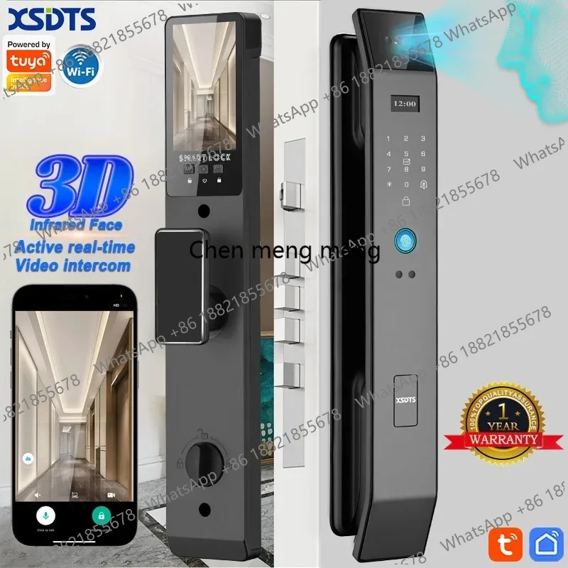 3D Face Real-time Intercom Smart Door Lock Biometric Electronic Security Camera Intelligent Fingerprint Password Key Unlock
