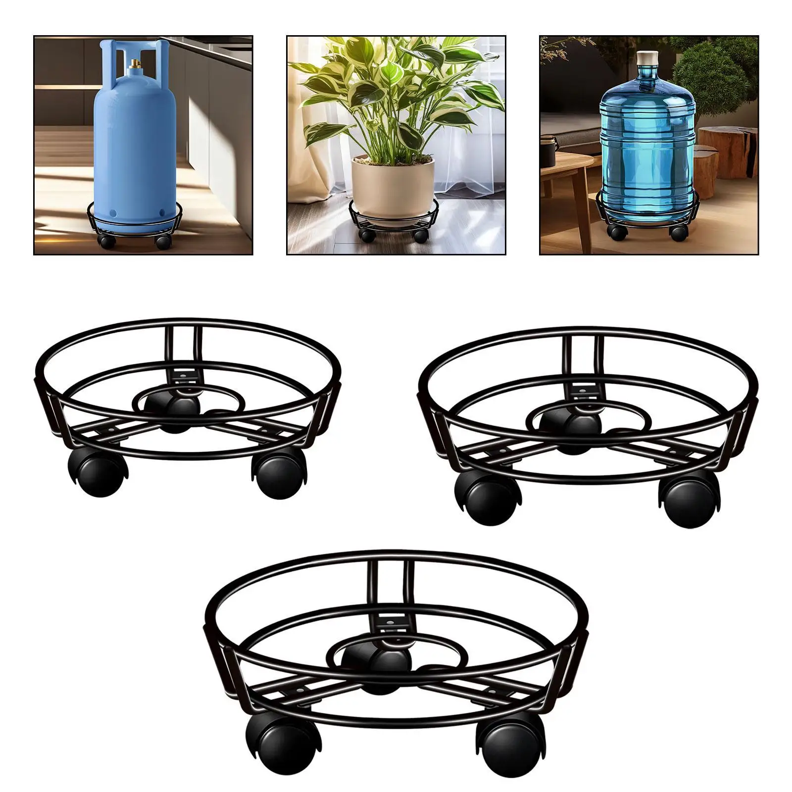 Pot Caddy, Planter Trolley Rolling Plant Stand with Lockable Wheel for Potted Trees