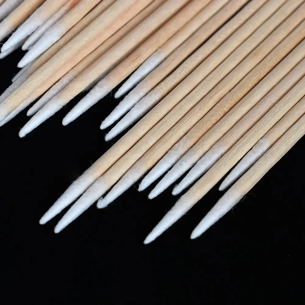 100PCS Wooden Cotton Stick Swabs Micro Brushes Eyelash Extension Glue Removing Tools for Beauty Makeup and Tattoo