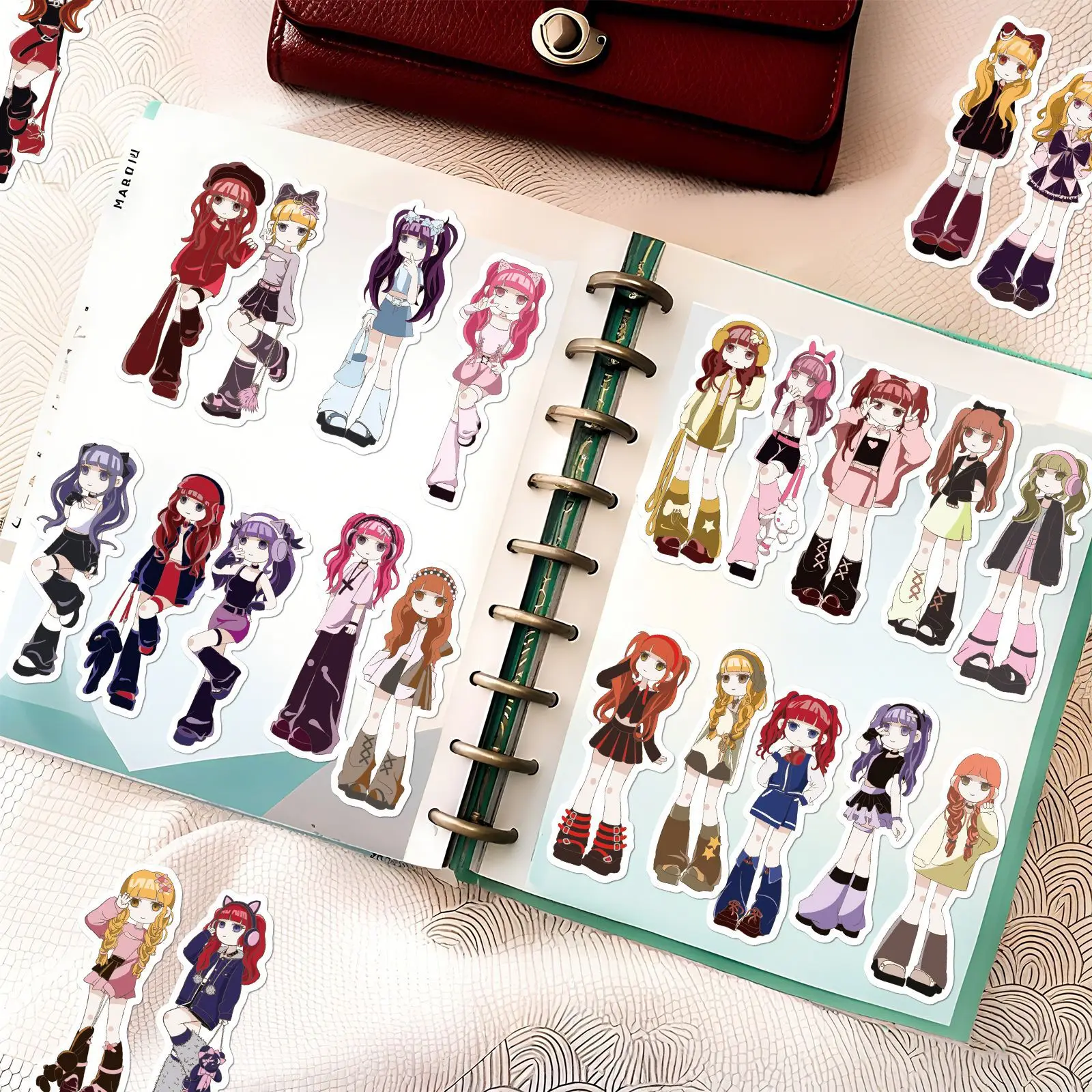 50Pcs Y2K Style Versatile Dressing Girl Stickers, Suitable For Decorating Guitars, Diaries, Water Bottles, Waterproof Sticker