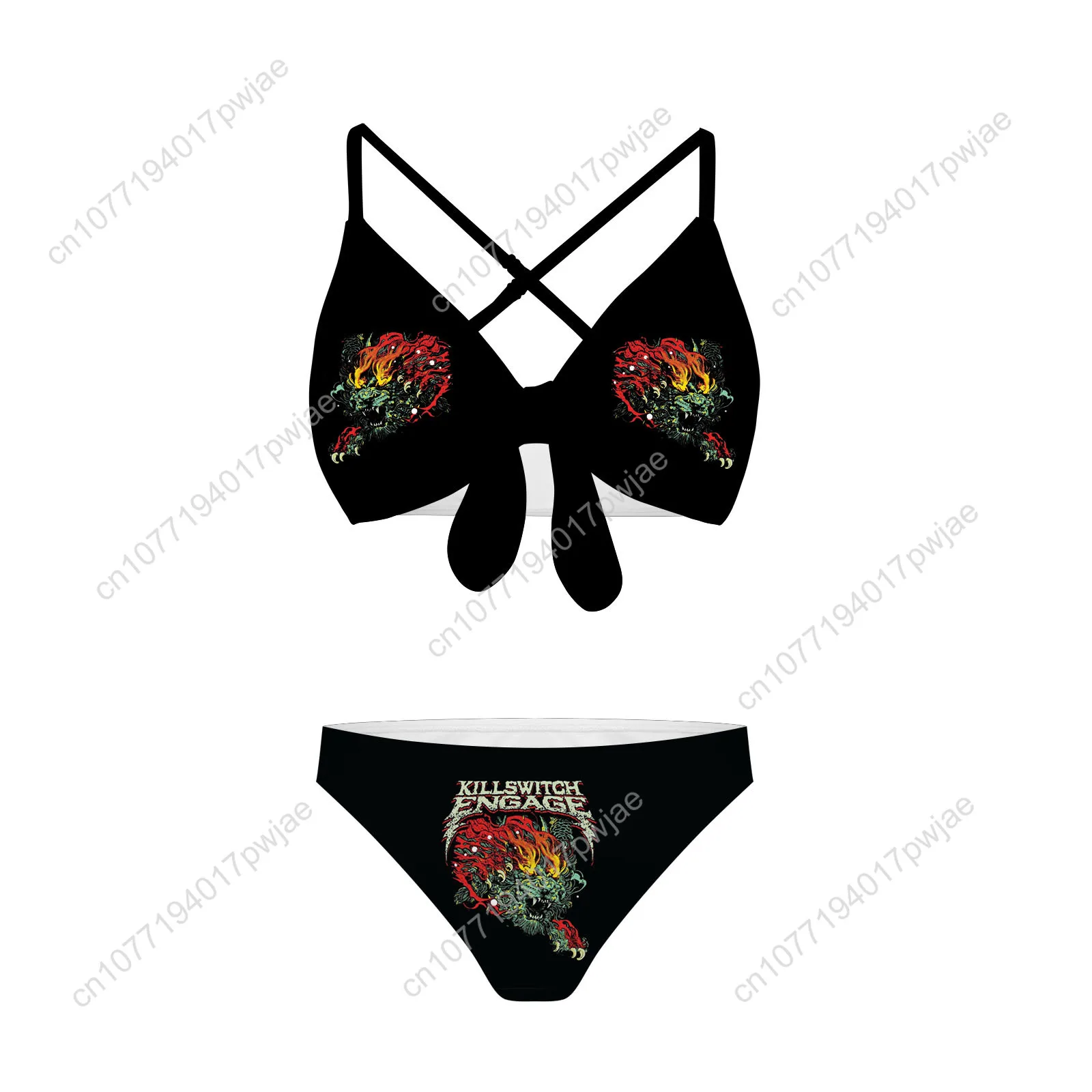 Killswitchs Engages Bathing Suits Cross Strap Suspenders Swimsuits Womens Bikini Pool Party Beach Swimwear Customized Beachwear