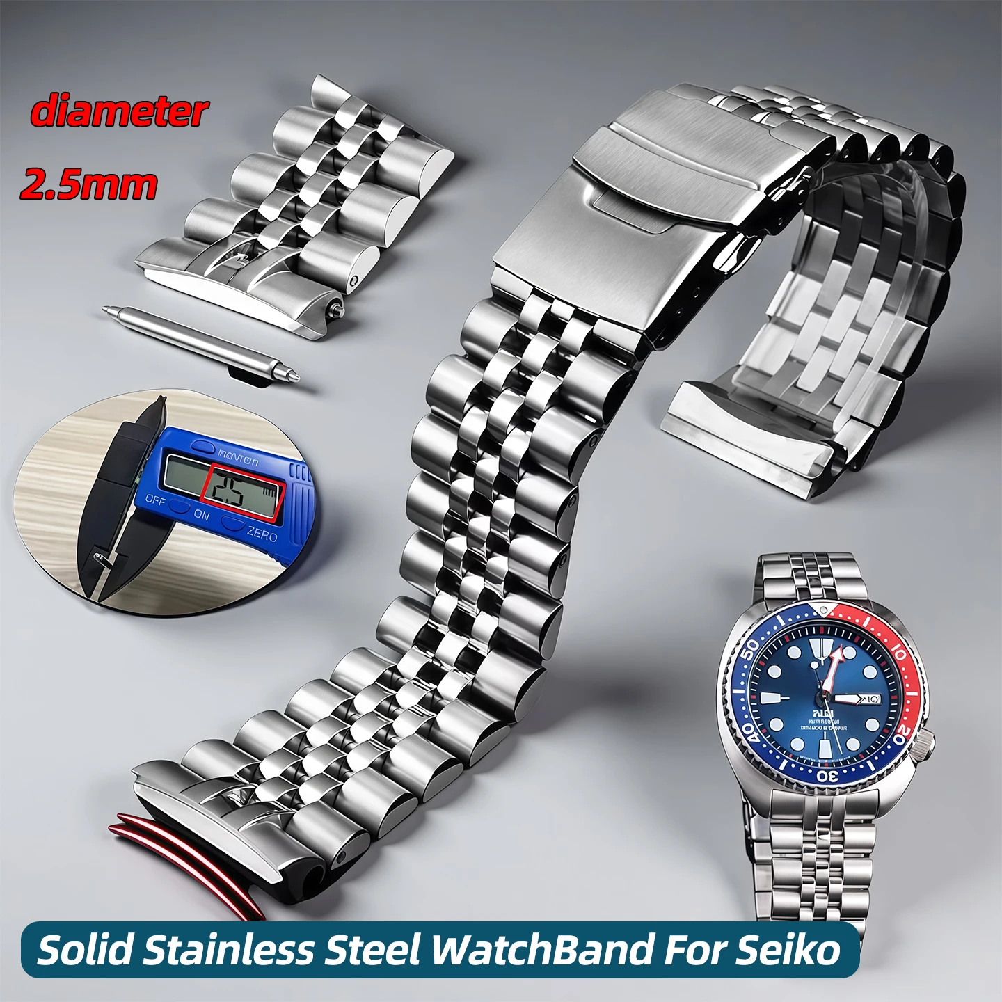 

Ремешок для часов из цельной нержавеющей стали 22 мм для Seiko Abalone Turtles Prospex SRPA21 SRP777 SRPC25 SRP773 SRP775 SRP779, мужской ремешок