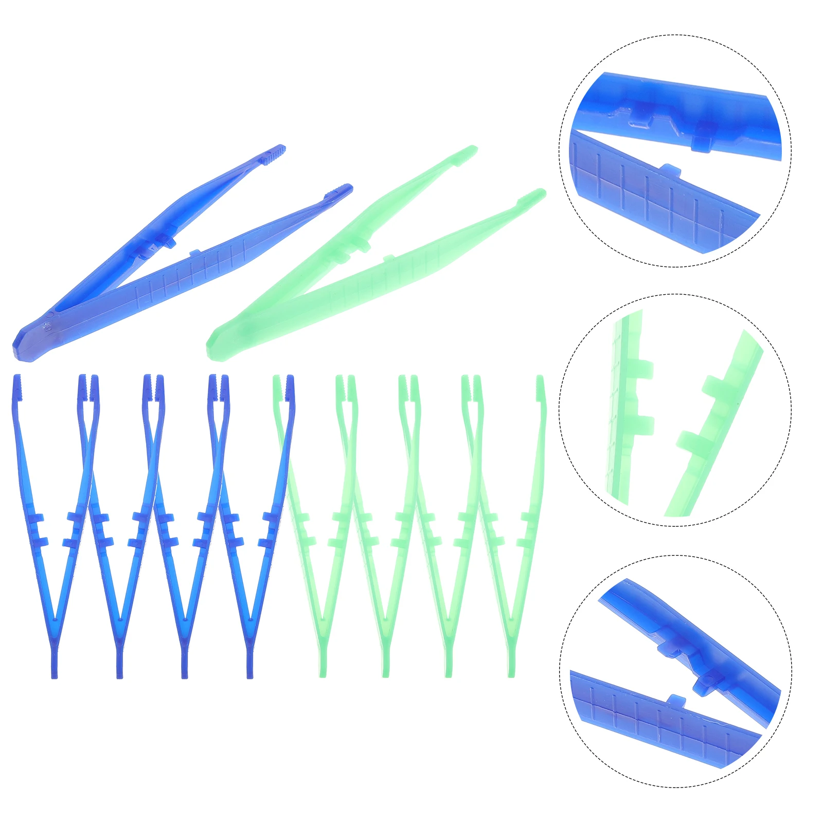 

10pcs Plastic Small Disposable For Disposable Tweezers Diy Beads Tweezers Arts Medical Use Random Color Included
