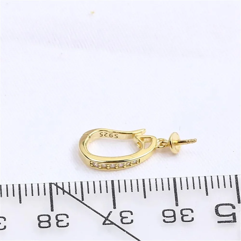 S925 Sterling Silver Pearl Pendant Setting, DIY Empty Bezel Cup Jewelry Supplies for Craft Making, Hollow Prong Pendant Findings