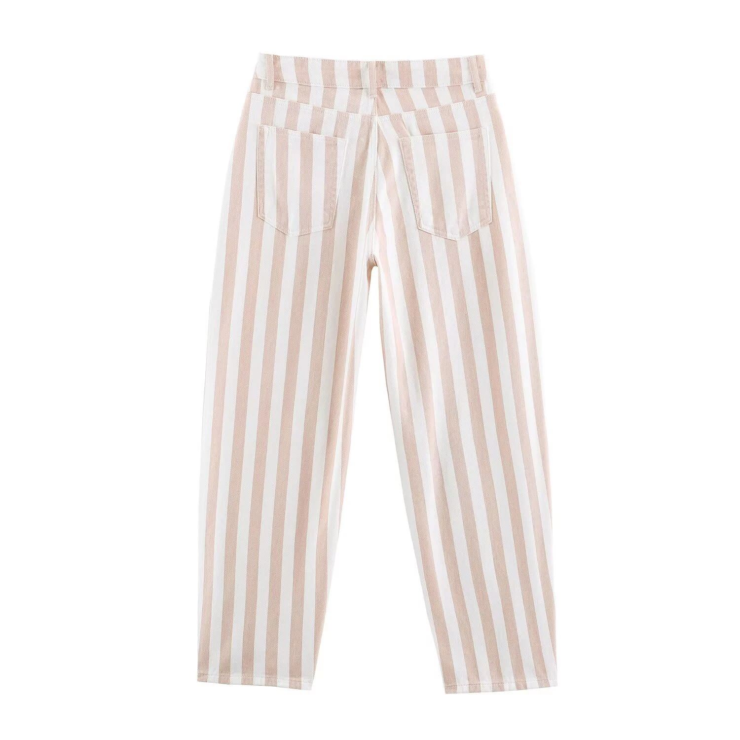 2026 early autumn new women's clothing European and American series striped mid waist tapered casual jeans