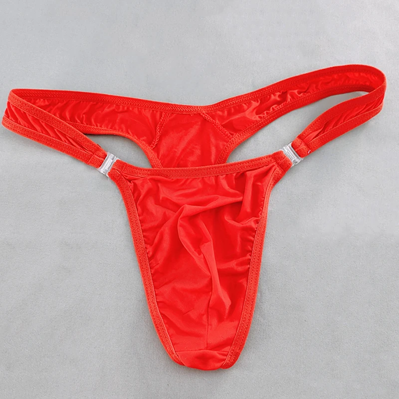مثير رقيقة جدا الحليب الحرير ثونغ غير مرئية منخفضة الارتفاع T-الظهر g-سلسلة حزام انفصال سراويل الذكور U محدب مثلي الجنس مثير الملابس الداخلية