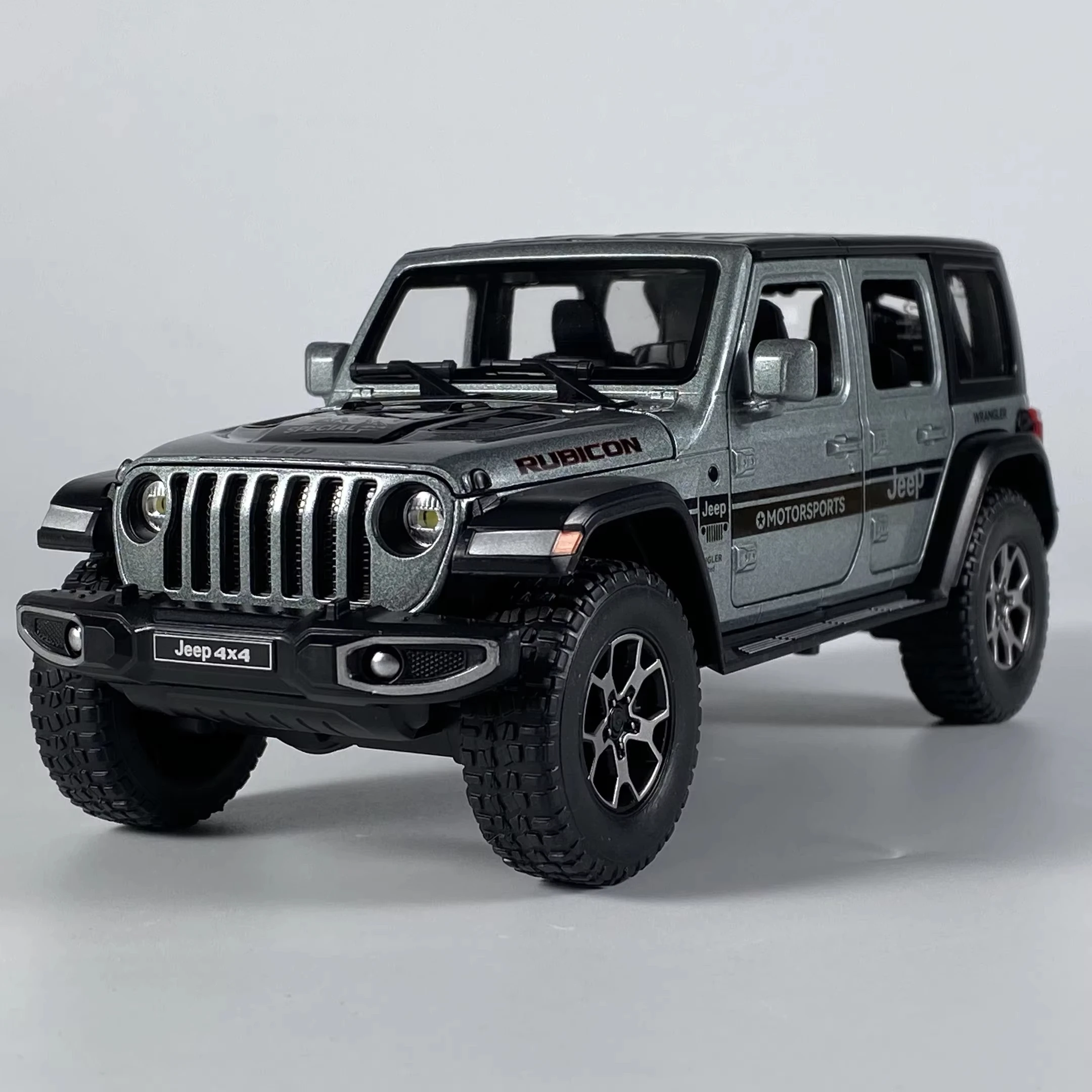 1:22 Jeep Wrangler Off Road SUV in lega di metallo pressofuso modello di auto suono e luce tirare indietro oggetti da collezione decorazione hobby compleanno ragazzo