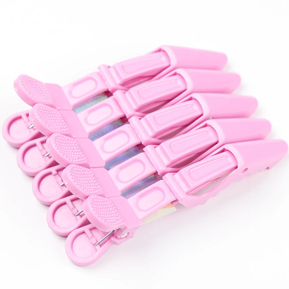 5Pcs Hair Clips for Styling Sectioning Wide Teeth Double Hinged Design Professional Salon Quality Alligator Hair Clips （Pink）