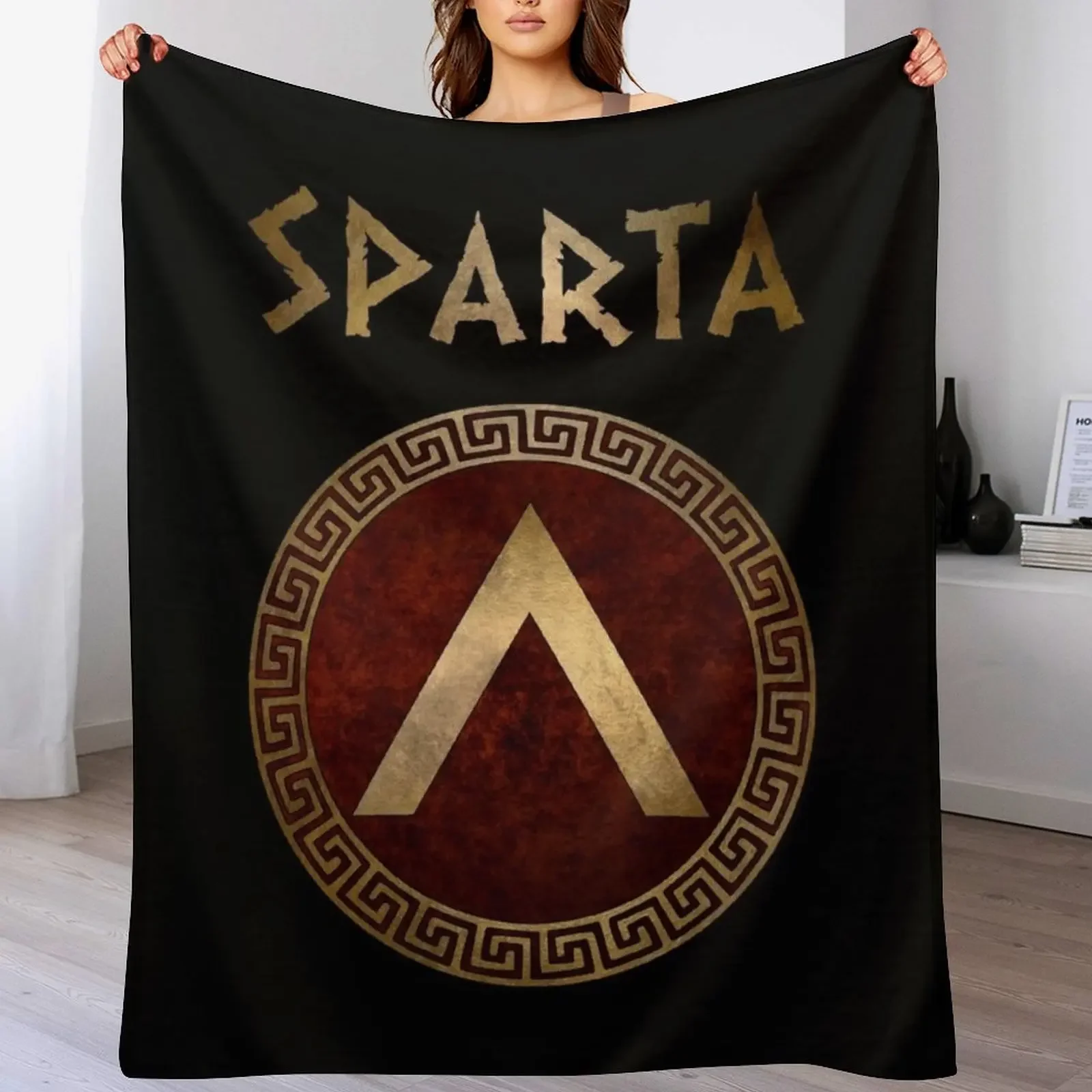 Spartan Shield Lacedaemonian Lambda Ancient Symbol of Sparta Throw Blanket Luxury Flannel Fabric for sofa Blankets