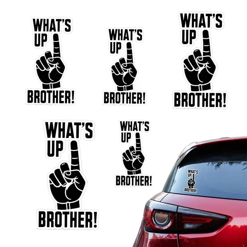 What's Up Brother Sticker 5pcs Car Sketch Decal Funny Waterproof Stickers Unique Funny Sketch Sticker Decal For Laptop Phones