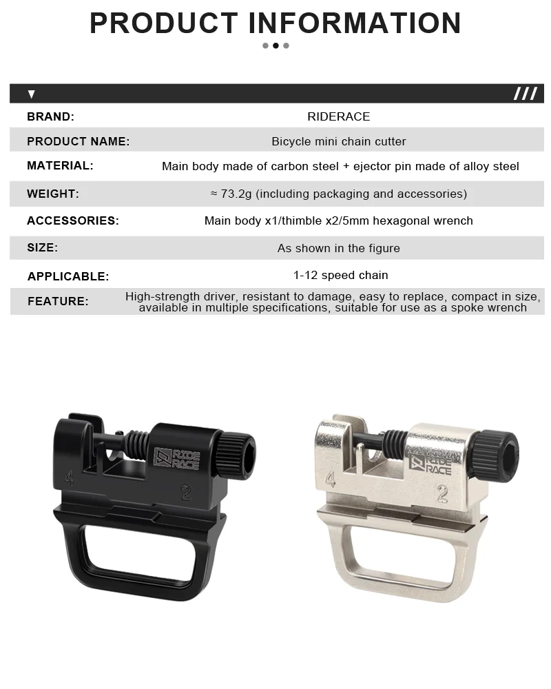 Mini-Fahrradkettenbrecher aus Kohlenstoffstahl, MTB-Rennrad-Kettenstiftentferner, Kettenbrecher, Splittergerät, Zubehör, Felgenschlüssel – Detail 1