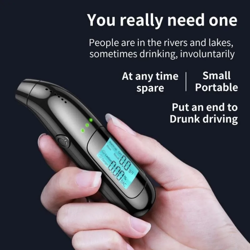 Alcohol Breathalyzer Digital Tester Portable Breath Tester Accurate Readings Grade Black