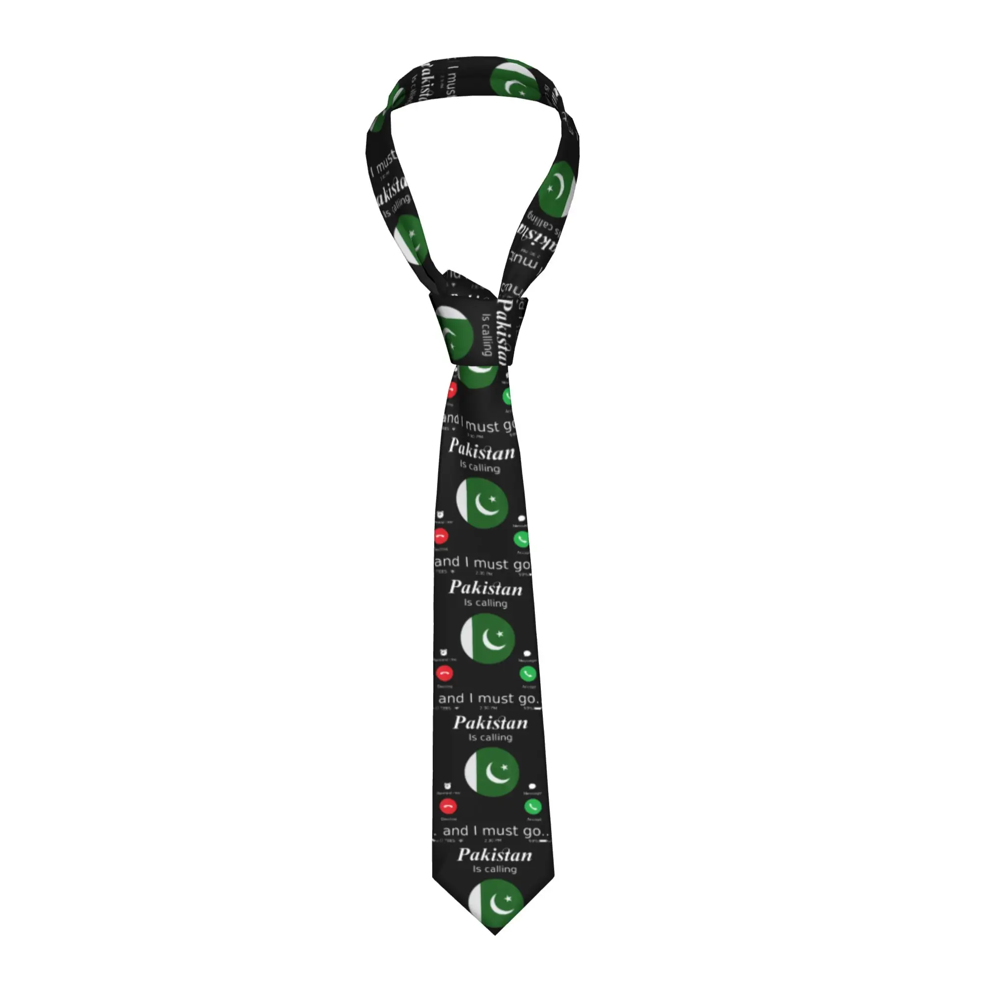 Pakistan Is Calling and I Must Go Pakistan Flag Tie  Wedding Party Neck Ties Male Retro Trendy Necktie Accessories Collar Tie