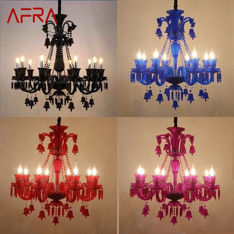 

AFRA Luxurious Style Crystal Pendant Lamp European Candle Lamp Art Living Room Restaurant Bedroom Villa Chandelier