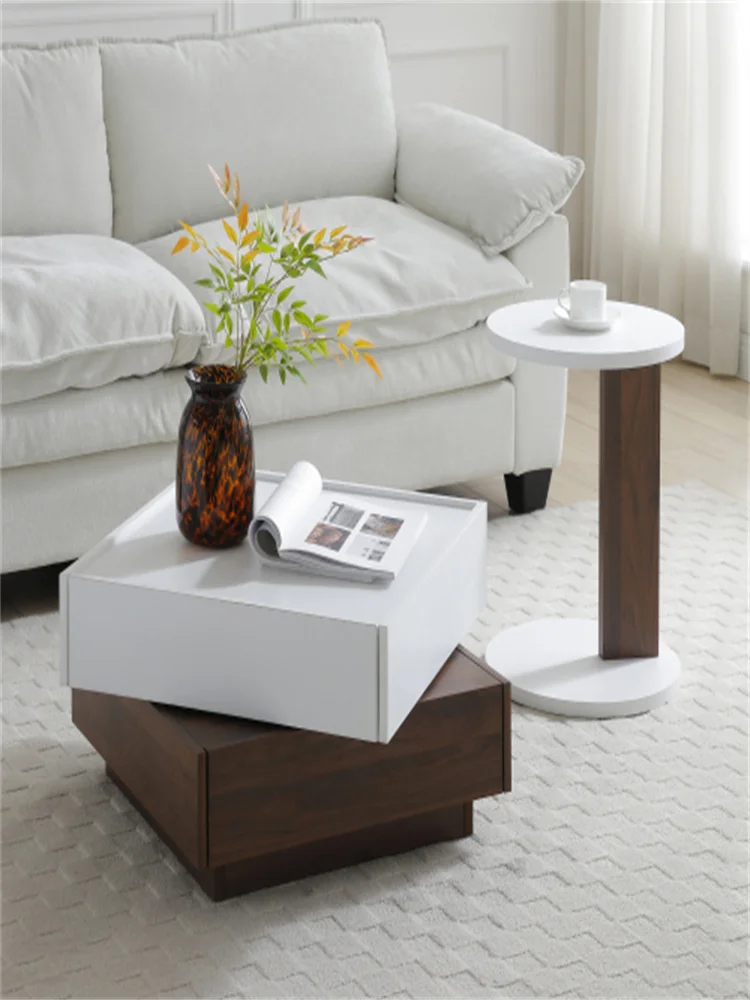 

C-Shaped End Table, Small Side Table for Couch, Sofa Table with wood Frame for Living Room