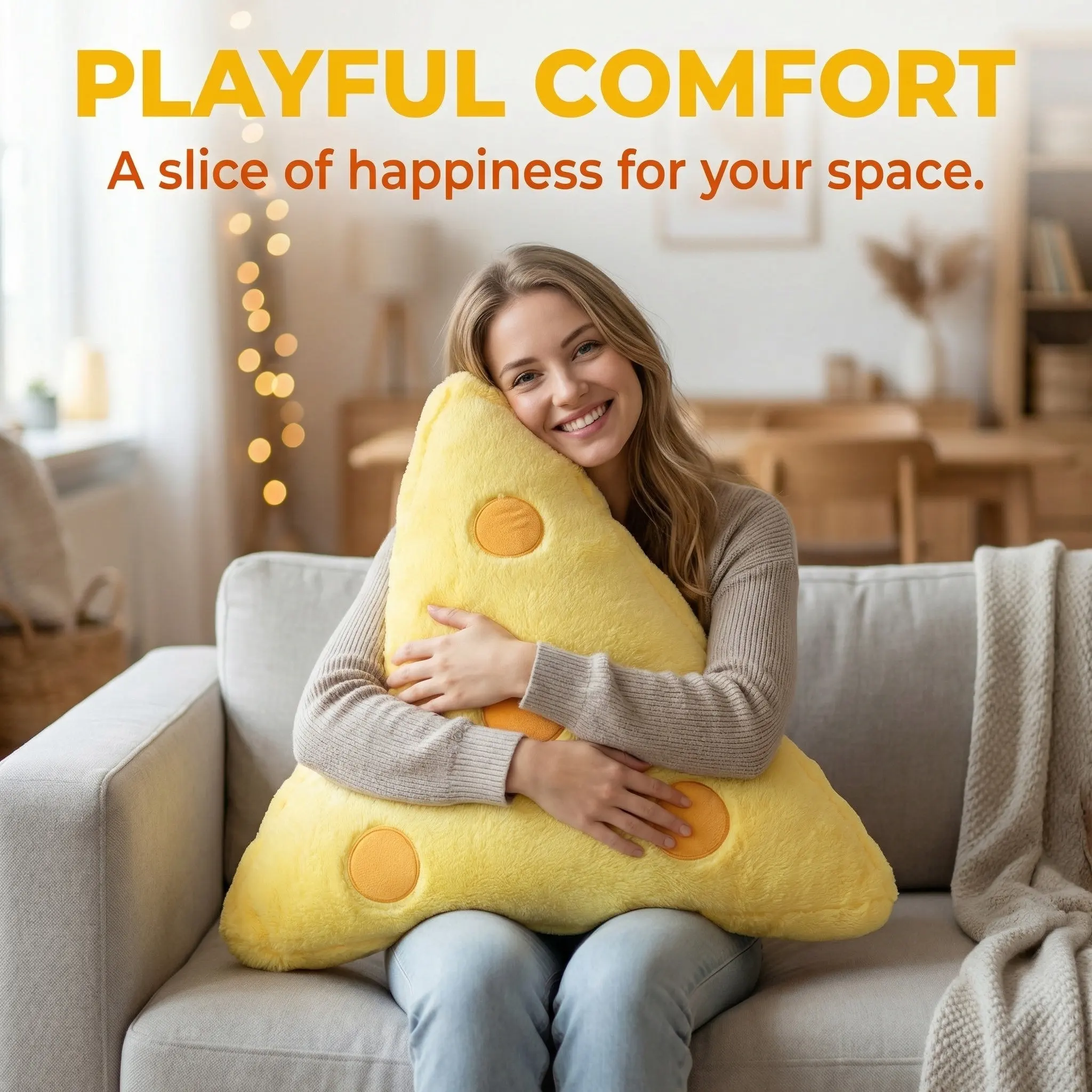 Cheese Pillow Soft Fabric Cushion Cozy Decorative Throw Pillow for Kids Adults Couch Accent Decor Throw Pillows