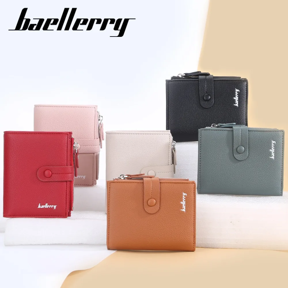 Mini portafoglio da donna Baellerry piccola pochette tripla con cerniera bottone a pressione multi porta carte organizer regalo per lei