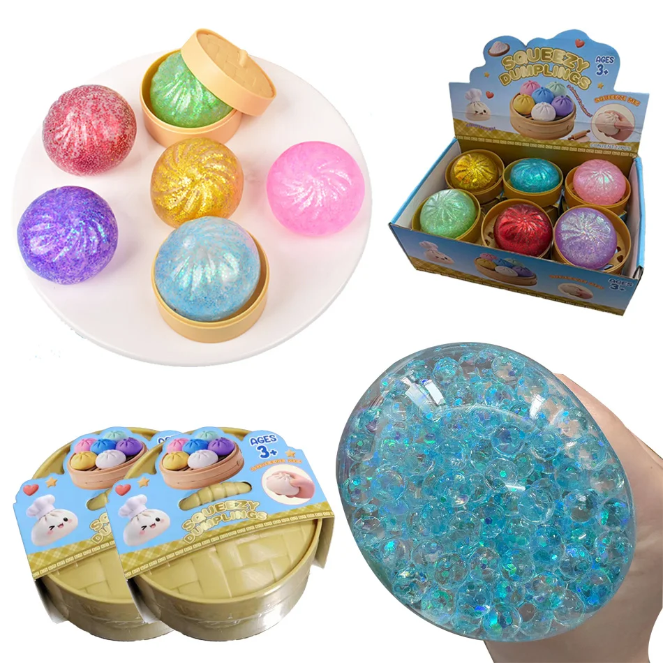 Riesiges Dumpling-Squishy-Spielzeug, Jumbo-Quetschspielzeug mit Dampfgarer zur Stresslinderung, Angstabbau, Dekompression, sensorisches Spielzeug