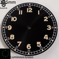 SmileLif NH35 33.5mm Watch Dial Green Luminous Watch Replacement Parts for NH35/NH36/4R/7S Movement Watch Accessories