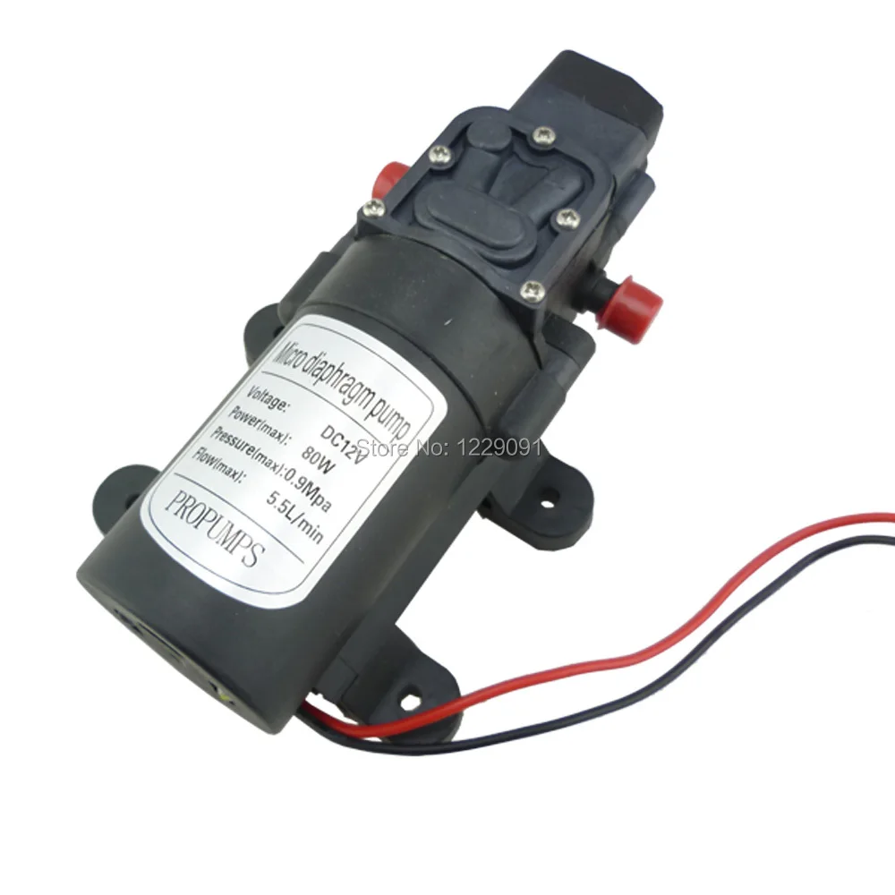 DC 80W 5.5LPM 130psi High Pressure mini water pump 12v 24v self priming diaphramg pumpautomatic pressure switch control